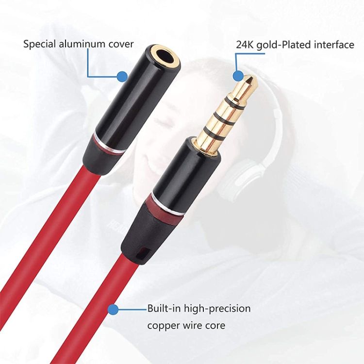1.2m 3.5mm Gold Plated Male To Female Jack Earphone Cable