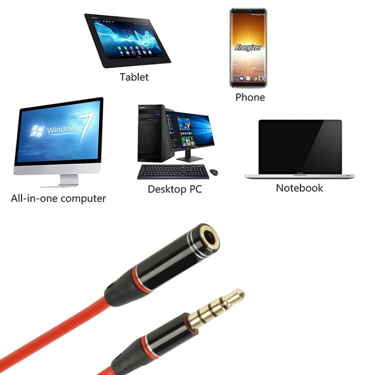 1.2m 3.5mm Gold Plated Male To Female Jack Earphone Cable