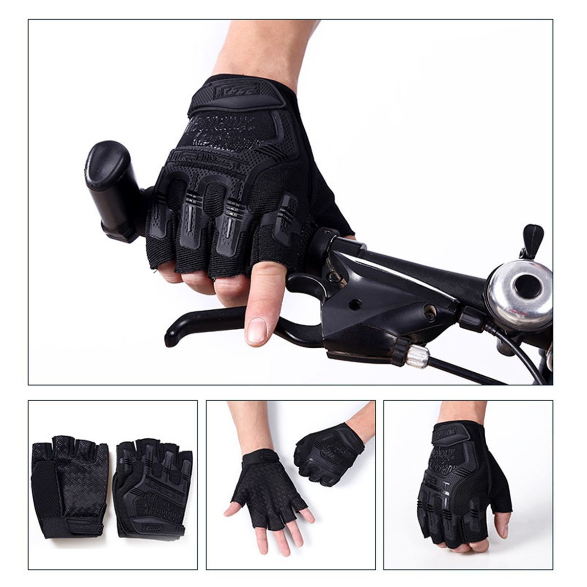 1 Pair Riding Gloves   Adjustable Outdoor Black