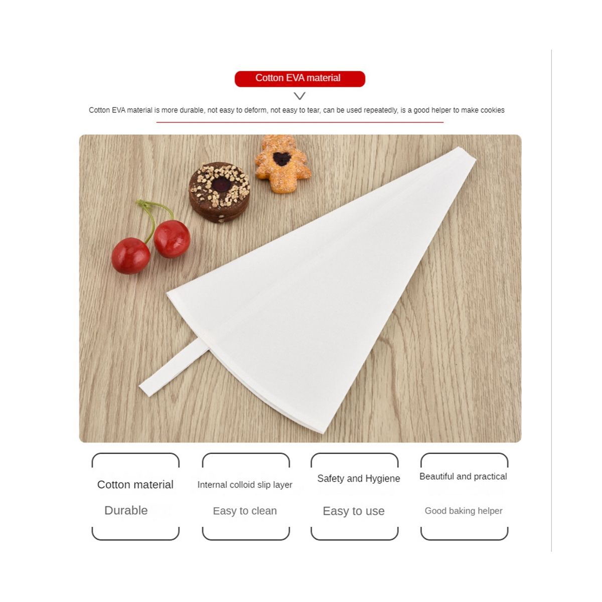 3Pcs Piping Bags 40/35/30 Cm Piping Bags, Reusable, Cream