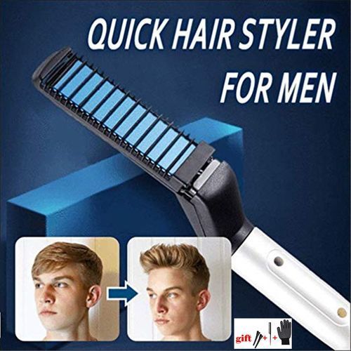 40W Mini Detachable Safe Quick Hair Styler Hair Comb Hair Straightener For Men&Girl-G9-Black
