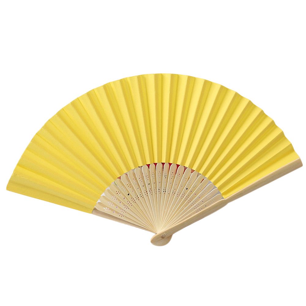 Fashion Folding Beautiful Hand Z30628 Fan Low-key Yellow Pattern Held Fan Held Wedding Hand Dance Folding Party 7-inch Lace Silk