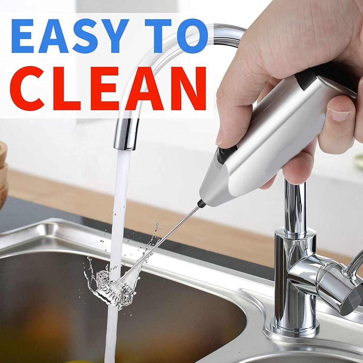 Milk Frother Quiet Hand Held Frother Whisk High Powered Mini Blender Electric Foam Maker Mixer Blender