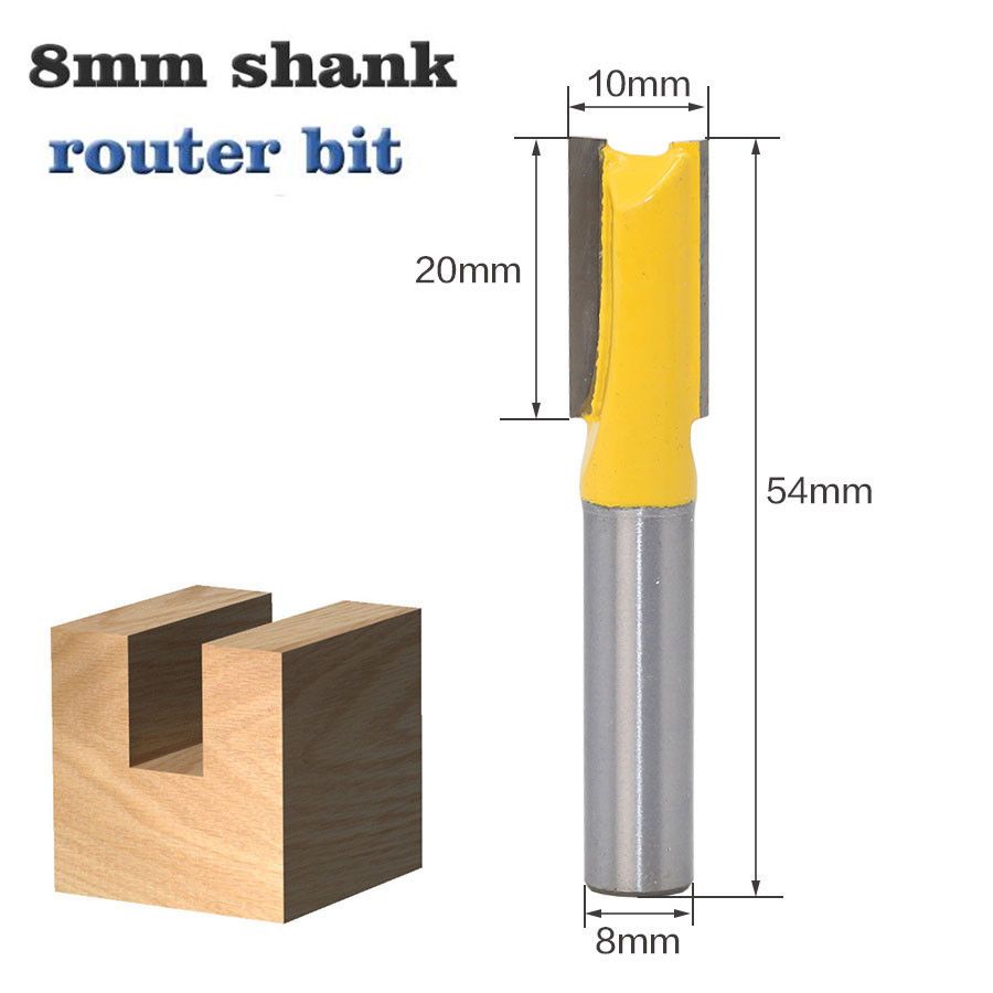1pc 8mm Shank 10mm Diameter X 54mm Length Straight/Dado Router Bit Tungsten Carbide W