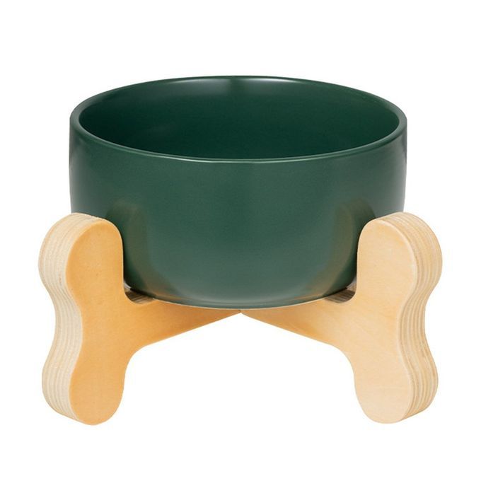 Erami  Dog Bowl Extra Large Anti-overturning Dog Food Bowl Flat Bottom Bowl-bla Kish Green-22*12 M