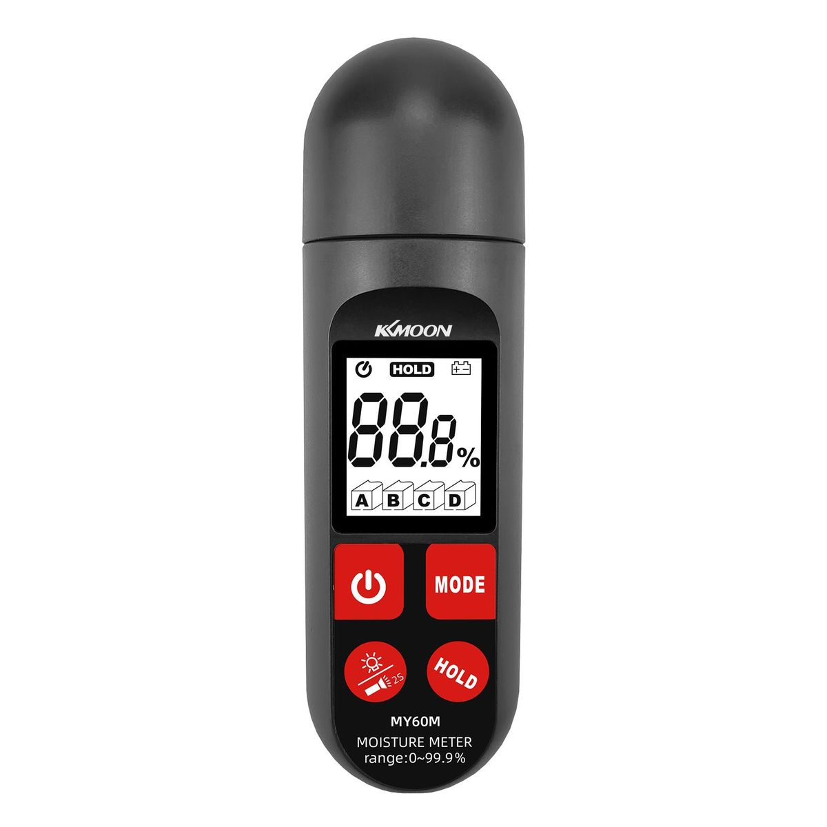 KKmoon MY60M Digital Wood Moisture Meter Pin Type LCD Backlit 4 Modes Portable Wood Moisture Tester with Flashlight for 100 Wood Species Firewood Building Material