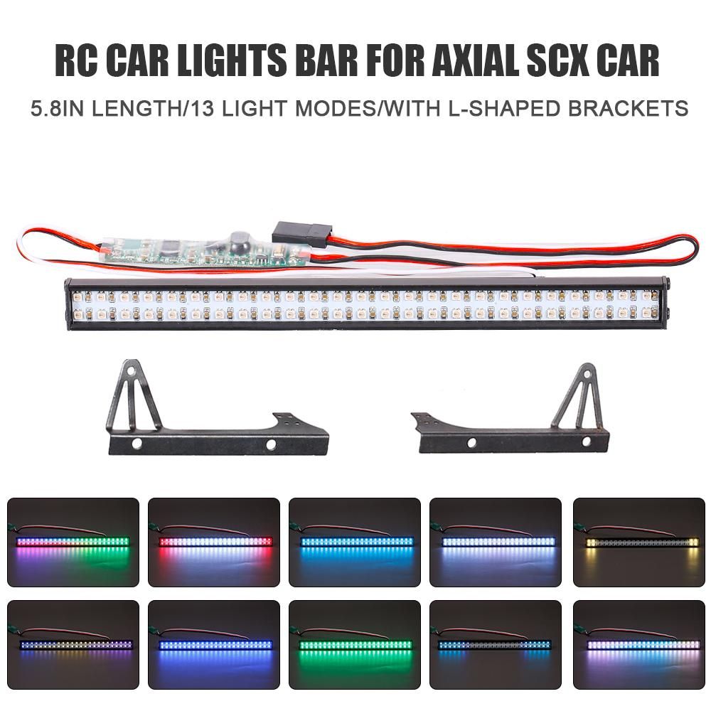 RC Car LED Lights Bar With L-shaped Bracket 147mm/5.8in Metal Roof Lamp Light Headlight 50LEDs Light for Axial SCX RC Car 1/10 Traxxas TRX-4 Trx-6 HSP DIY RC Trucks Parts