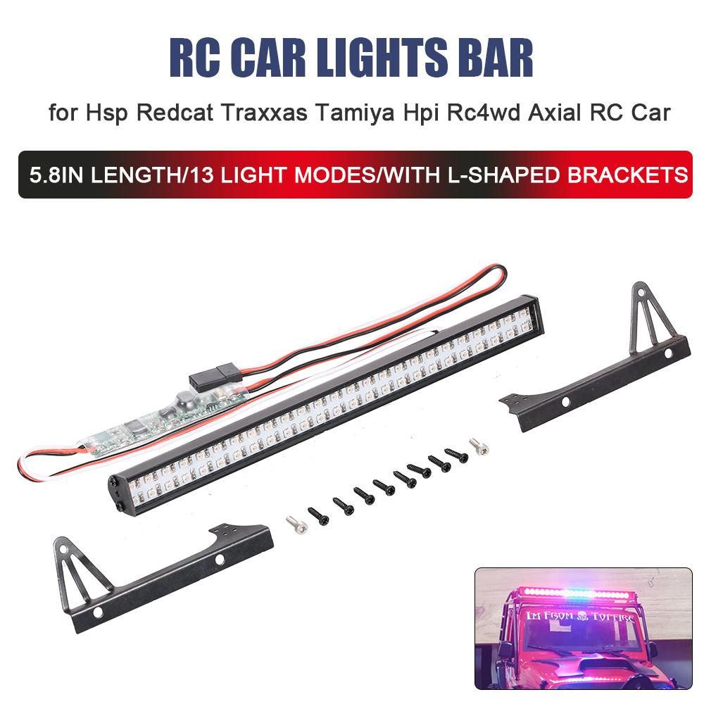 RC Car LED Lights Bar With L-shaped Bracket 147mm/5.8in Metal Roof Lamp Light Headlight 50LEDs Light for Axial SCX RC Car 1/10 Traxxas TRX-4 Trx-6 HSP DIY RC Trucks Parts