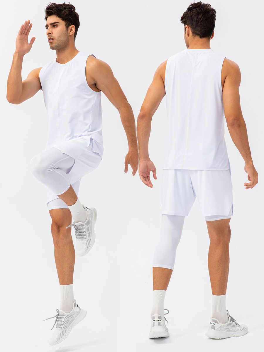 Men One Leg Leggings for Basketball Side Pockets Fitness Training Single Leg Tights