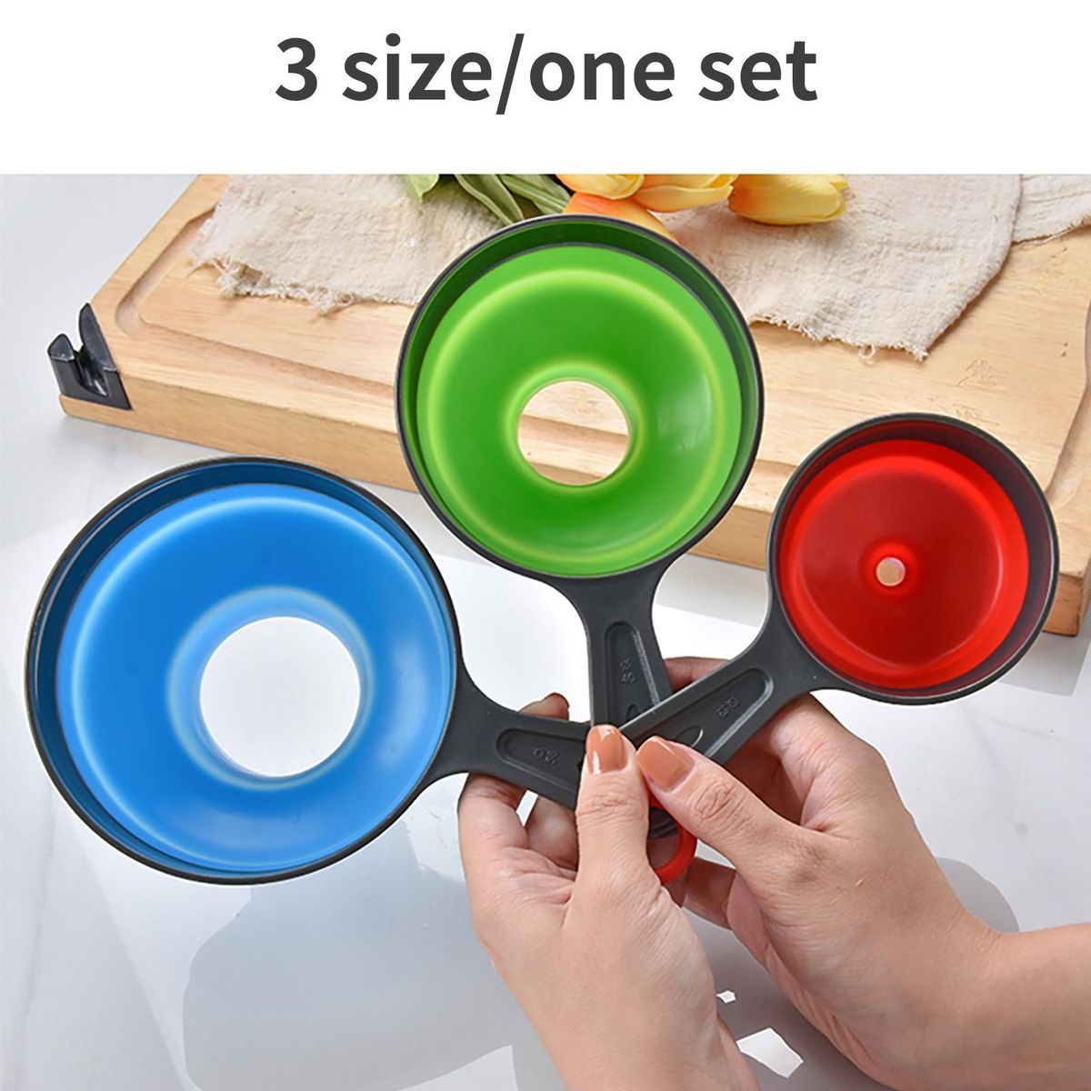 Canning Funnel Silicone Collapsible Funnels Set 3pcs Kitchen Funnel for Wide Mouth Liquid