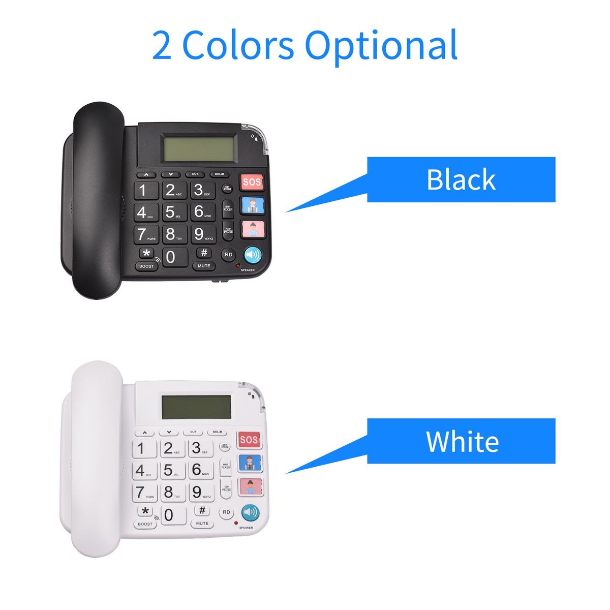 Black Corded Phone with Big Button Desk Landline Phone Telephone Support Hands-Free/Redial/Flash/Speed Dial/Ring Volume Control for Elderly Seniors Home Office Business Hotel