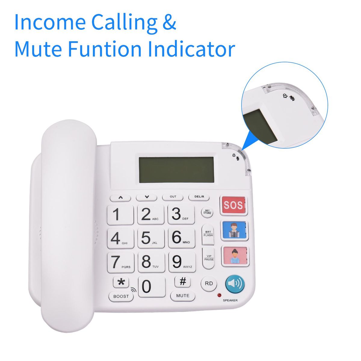 Black Corded Phone with Big Button Desk Landline Phone Telephone Support Hands-Free/Redial/Flash/Speed Dial/Ring Volume Control for Elderly Seniors Home Office Business Hotel
