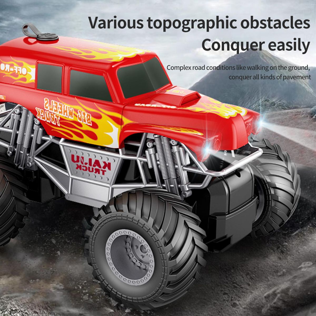 Remote Control Car, 1: 16 Remote Control Spray School Bus with LED Lights Simulated Off-Road Vehicle Toy for Kids Boys