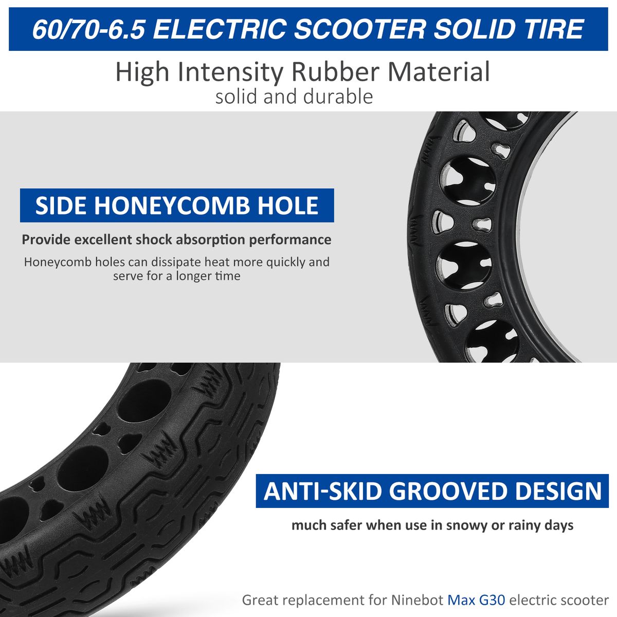 60/70-6.5 Electric Scooter Solid Tire Rubber Honeycomb