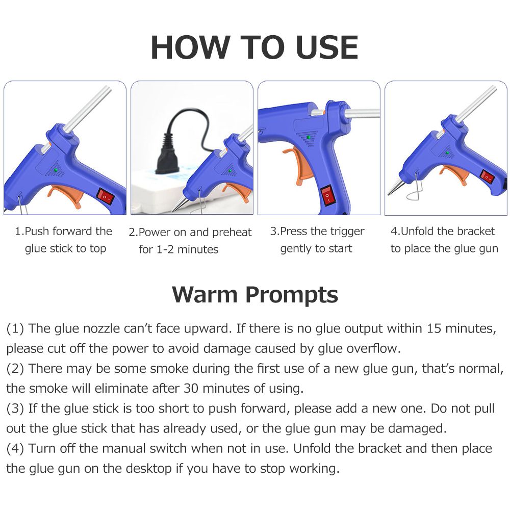 20W Portable Hot Glue Gun With 12 Glue Sticks Kids Handheld