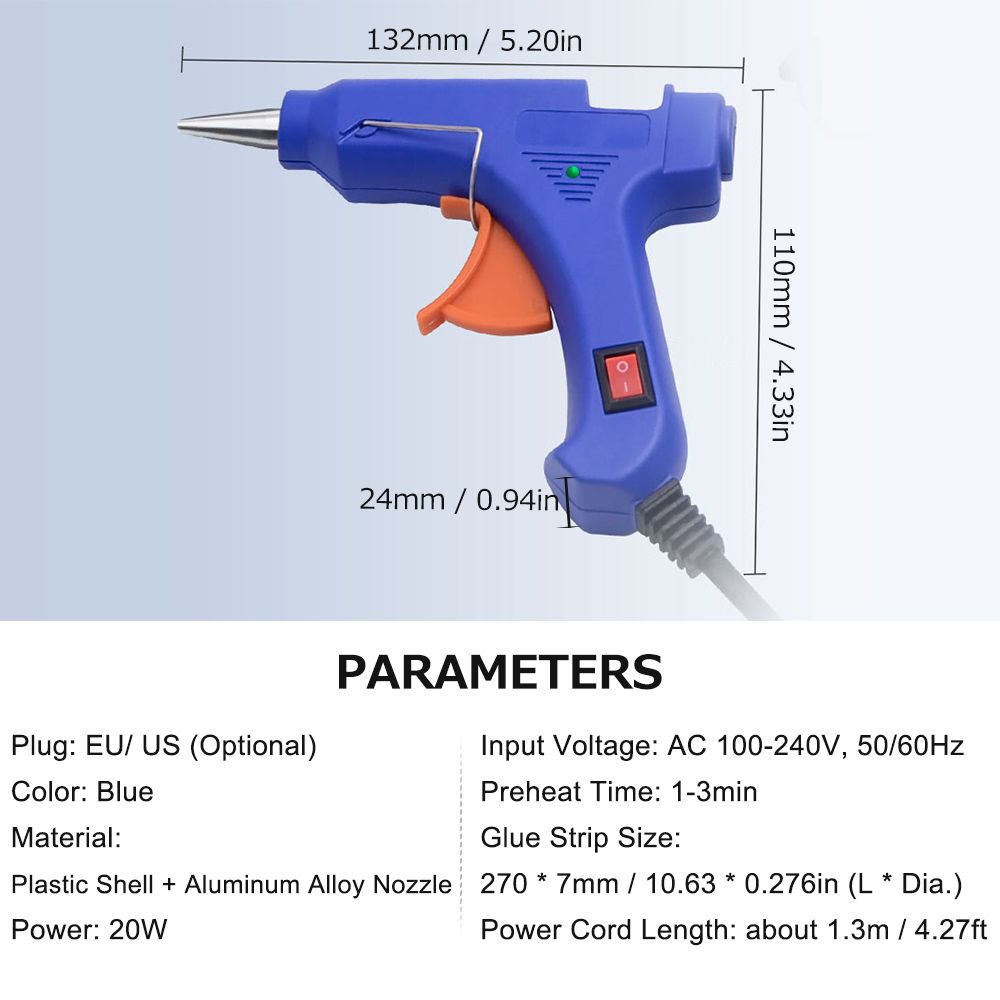 20W Portable Hot Glue Gun With 12 Glue Sticks Kids Handheld