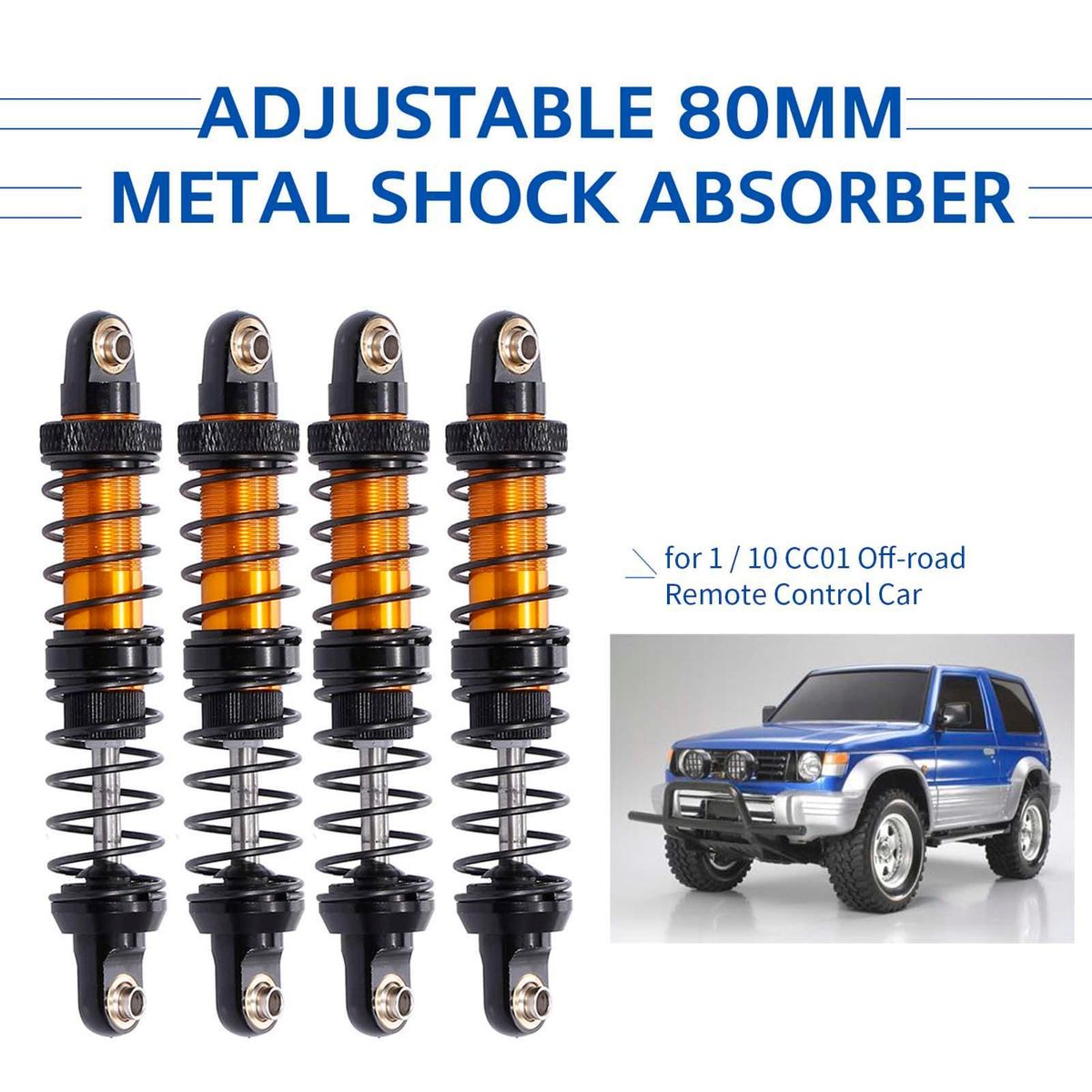 4pcs Adjustable 80mm Metal Shock Absorber Damper for 1/10 CC01 Remote Control Crawler Off-road Car
