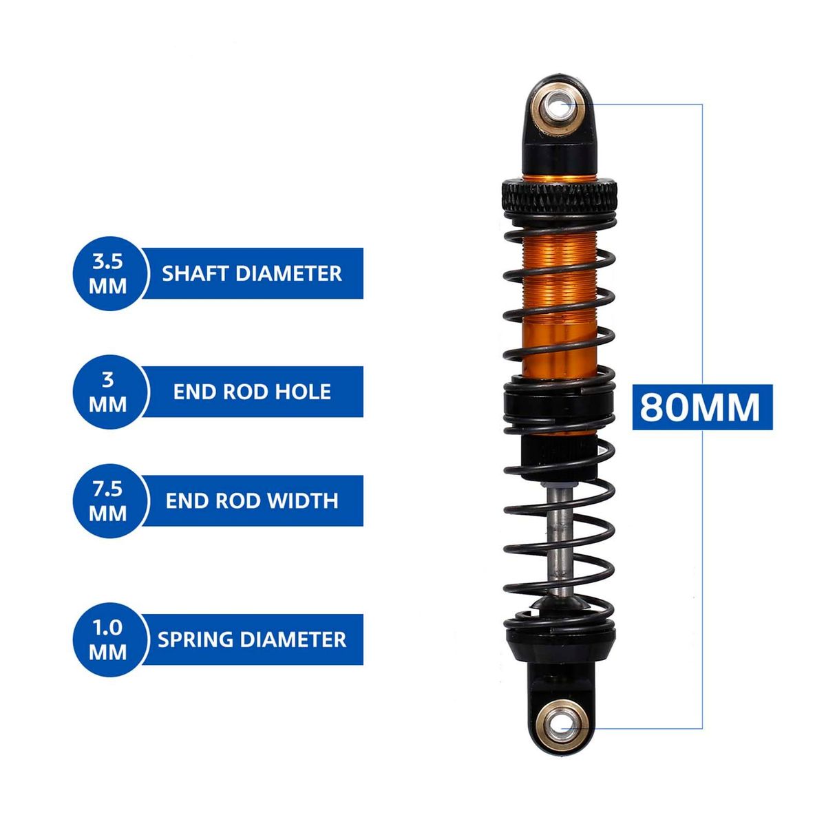 4pcs Adjustable 80mm Metal Shock Absorber Damper for 1/10 CC01 Remote Control Crawler Off-road Car