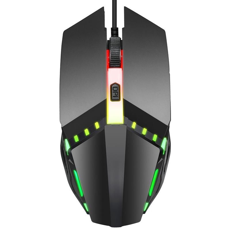Colorful Light Adjustable DPI Ergonomic USB Wired-Black