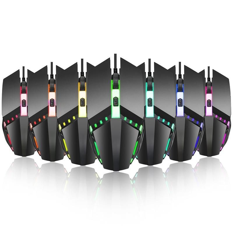 Colorful Light Adjustable DPI Ergonomic USB Wired-Black