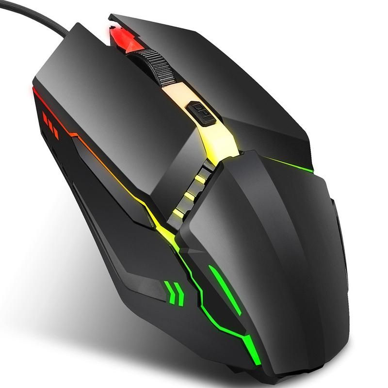 Colorful Light Adjustable DPI Ergonomic USB Wired-Black
