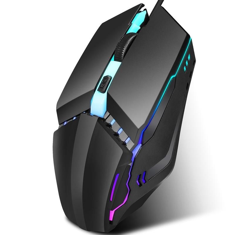 Colorful Light Adjustable DPI Ergonomic USB Wired-Black