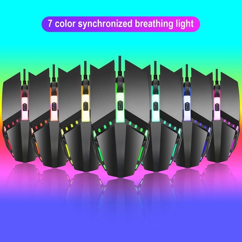 Colorful Light Adjustable DPI Ergonomic USB Wired-Black