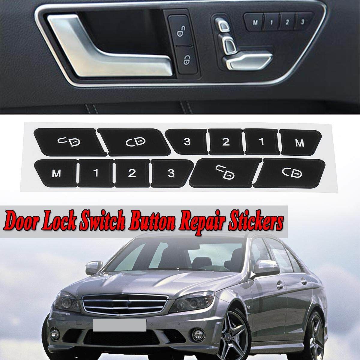 Door Lock Switch Button Repair Stickers Kit For 2008-14 W204 C300