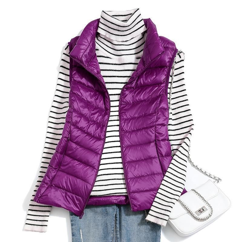 2021 Autumn/Winter Down Outerwear Vest Short Standing Collar Lightweight Down Coat Tank Top Women's