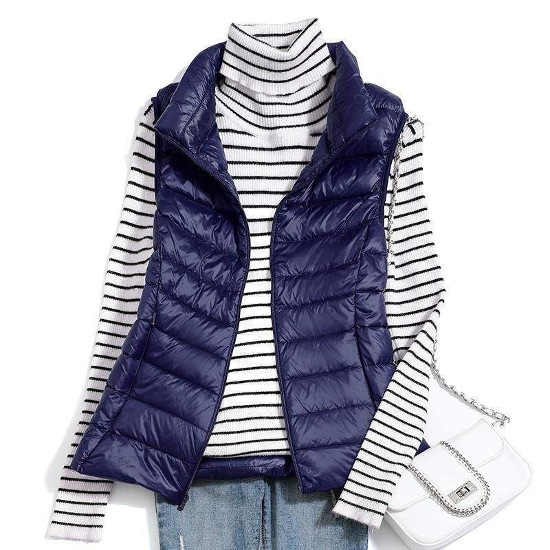 2021 Autumn/Winter Down Outerwear Vest Short Standing Collar Lightweight Down Coat Tank Top Women's