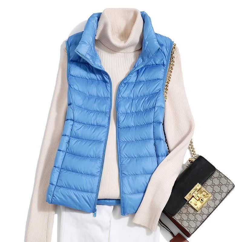 2021 Autumn/Winter Down Outerwear Vest Short Standing Collar Lightweight Down Coat Tank Top Women's