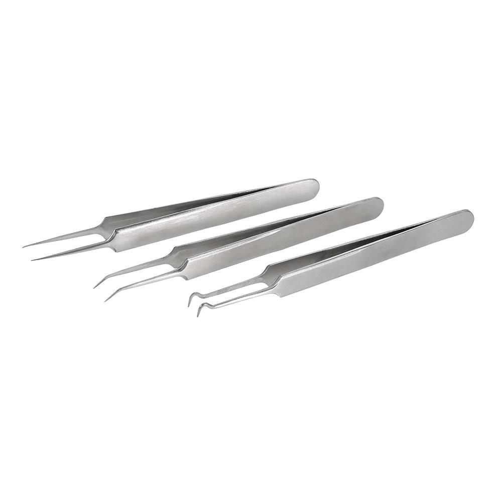 3pcs Acne Clip Facial Pimple Comedone Nippers Curved Straight Blackhead Tweezer Set Stainless Steel Blemish Tools