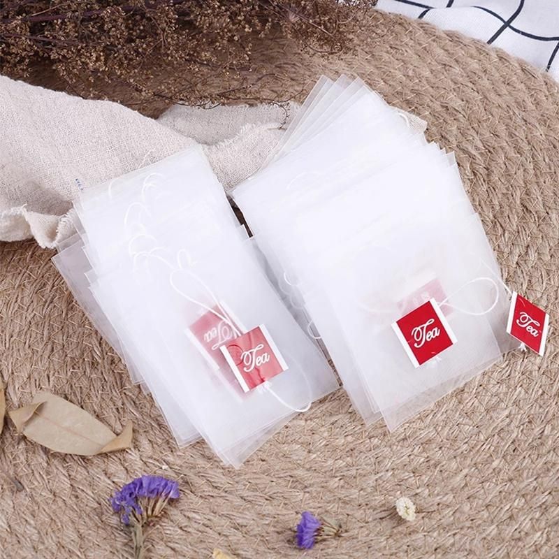 100Pcs Tea Bag Infuser with String Heal Seal 7 x 6cm Sachet Filter Paper Nylon Teabags Empty Tea Bags