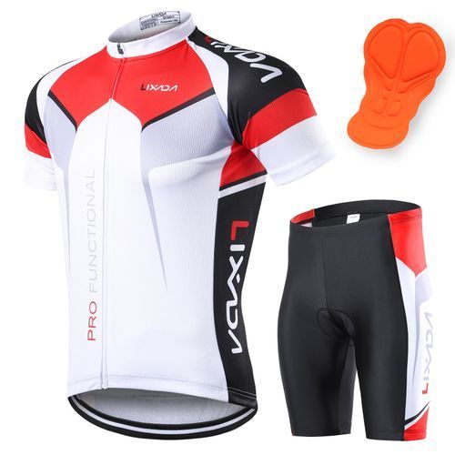 Men Cycling Short Sleeve Jersey + Padded Shorts Breathable Quick Dry