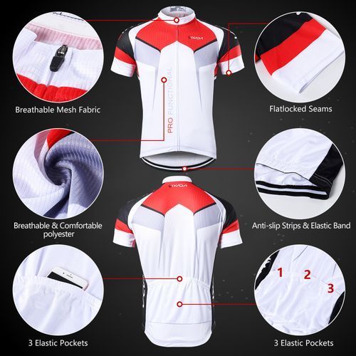 Men Cycling Short Sleeve Jersey + Padded Shorts Breathable Quick Dry
