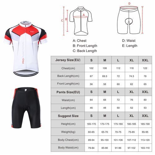 Men Cycling Short Sleeve Jersey + Padded Shorts Breathable Quick Dry