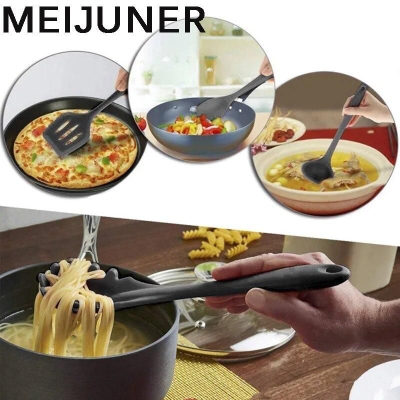Meijuner 9Pcs Kitchen Silicone Tools Cook Tools Kitchen Gadgets Cooking Tool Egg Beater Spoon Spatula Brush Kitchenware  MJ272