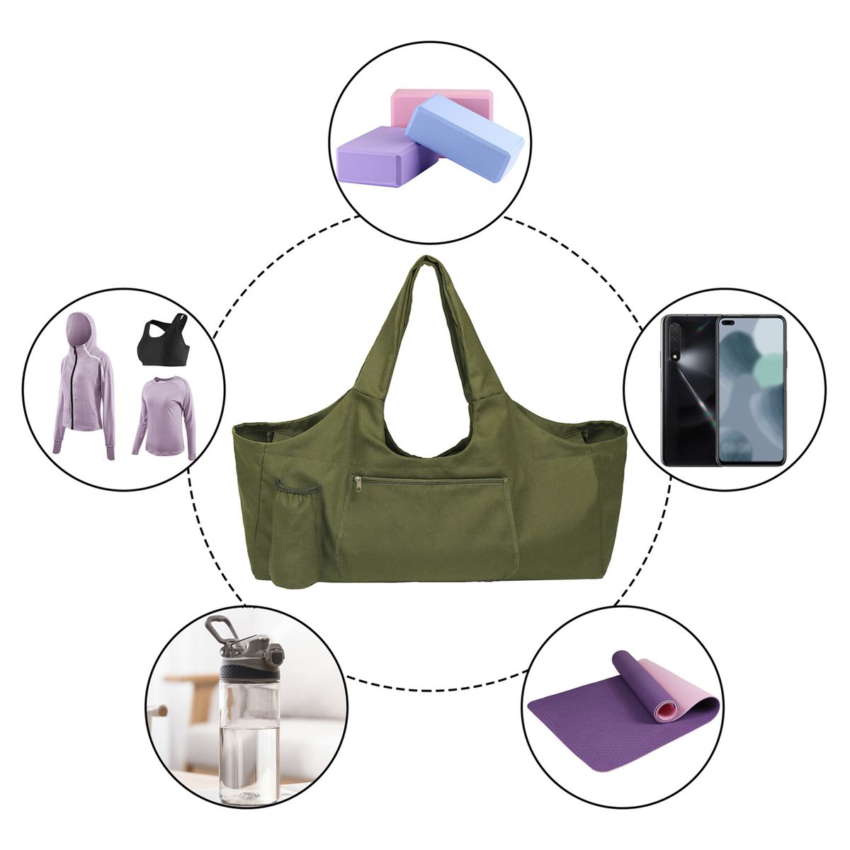 Large Yoga Mat Bag Duffel Bag Yoga Mat Tote Carrier With Cup