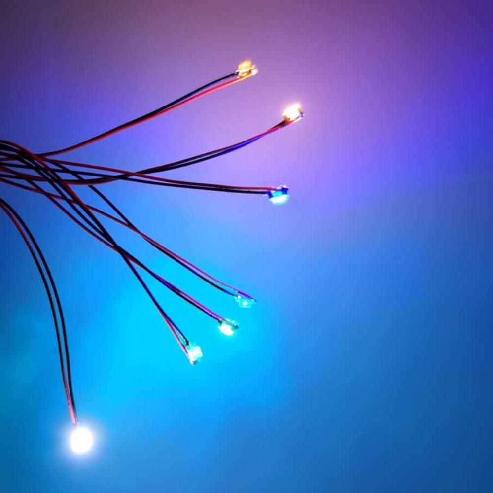 20Pcs 0402 Pre-welded 3V 200mm M-icro Litz Wired Leads S-MD L-ED Lamp DIY Model Material Light (Seven strands, 0.28mm leather thread)