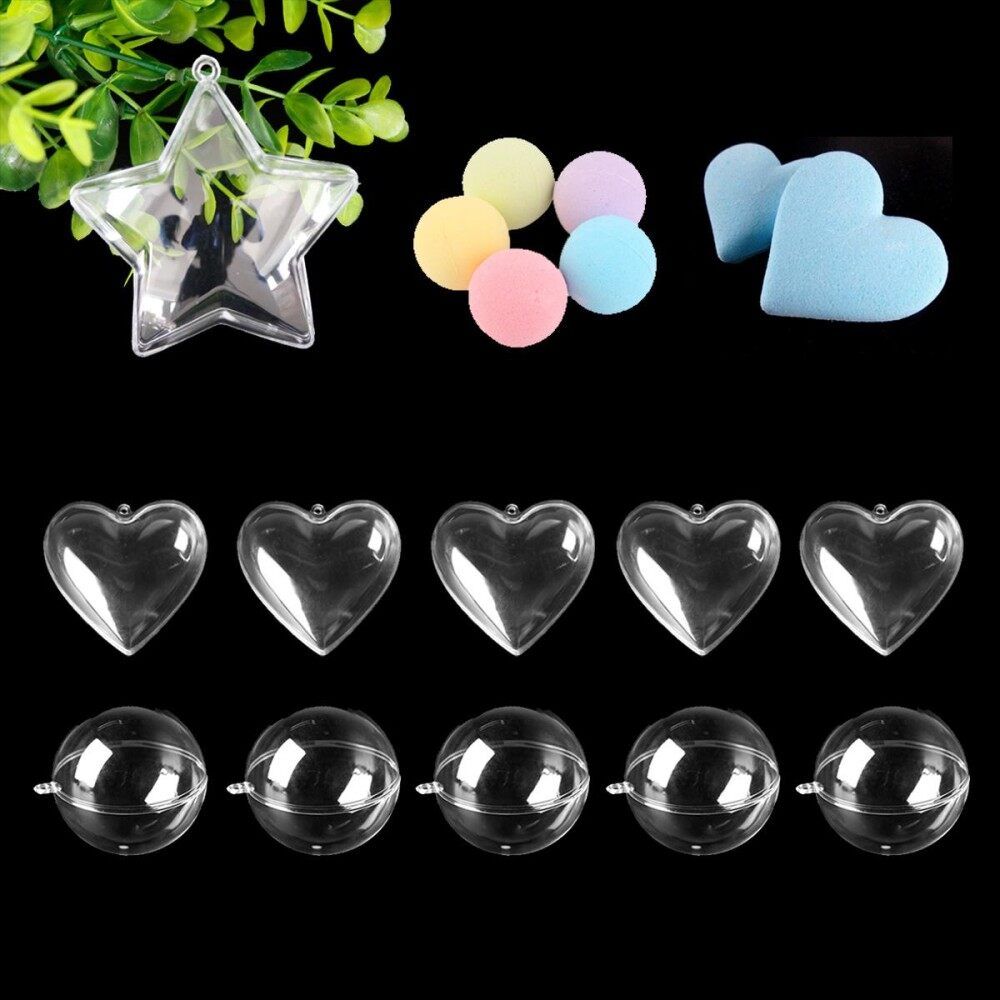 75 Pieces DIY Clear Plastic Bath Mold With 7cm Christmas Ball