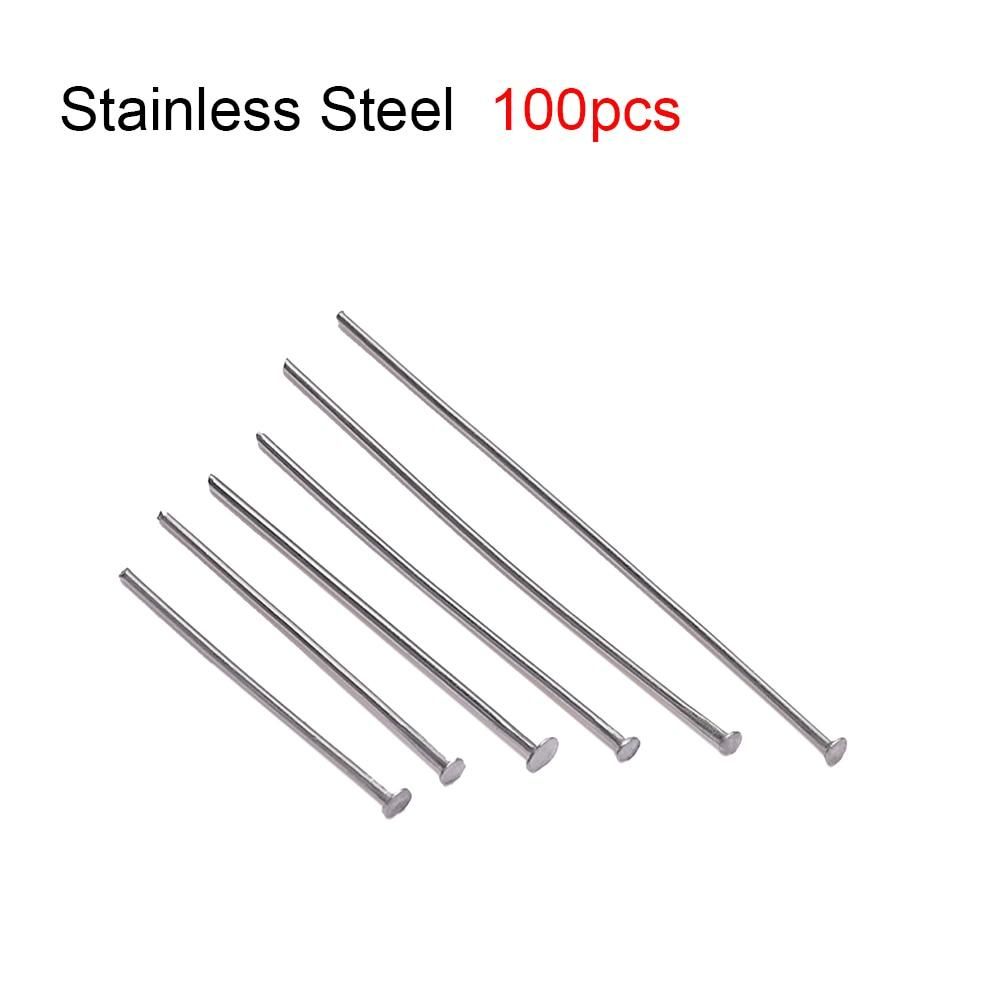 50/100Pcs Gold Color Stainless Steel Heads Eye Flat Head Pin Ball Head Pins for DIY  Earrings Jewelry Making Accessories