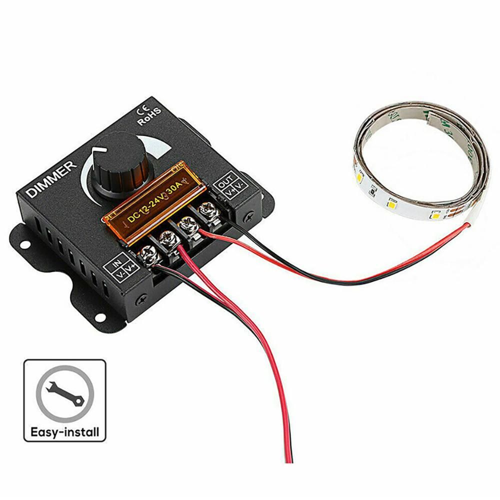 LED Light Adjuster DC 12-24V 30A/No Strobe with Knob Switch