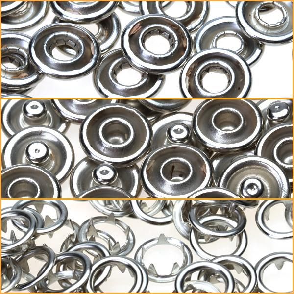 50 Sets 3/8 Inch Open Snaps Fasteners Plated