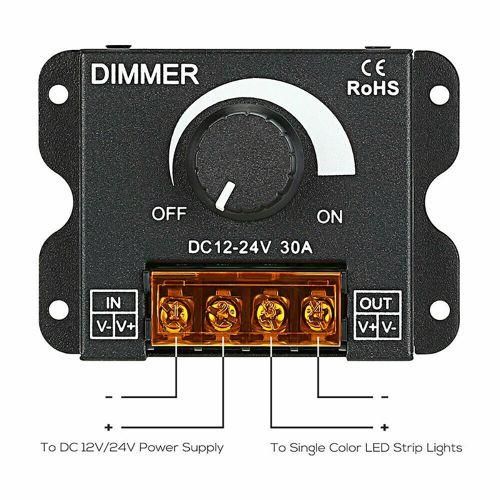 LED Light Adjuster DC 12-24V 30A/No Strobe With Knob Switch