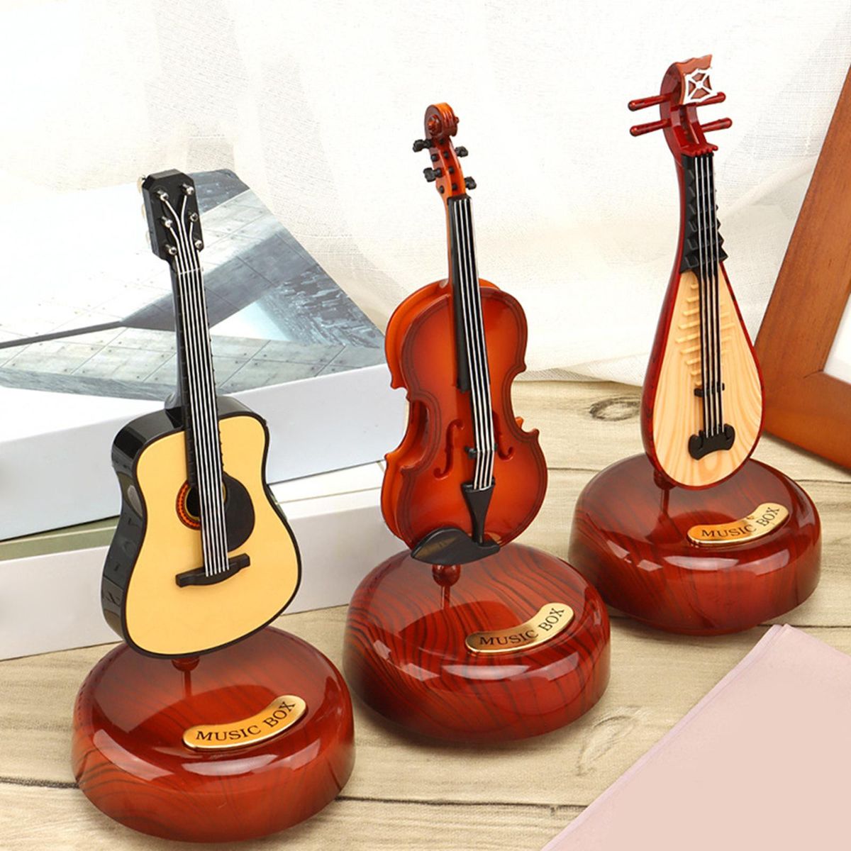 Creative Classical Instrument Music Boxes For Living Room Home Lute