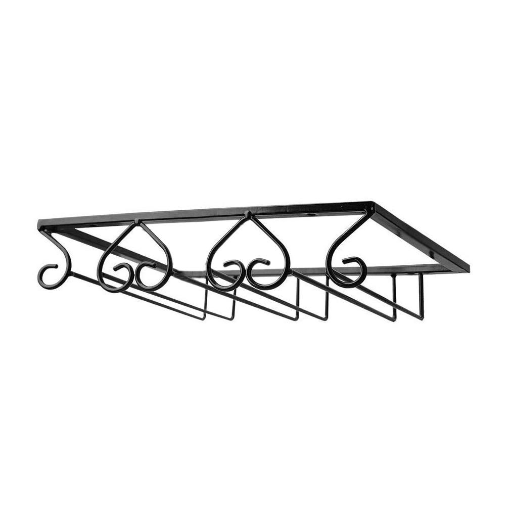 Black Wine Glass Rack Holder Metal Under Cabinet Stemware