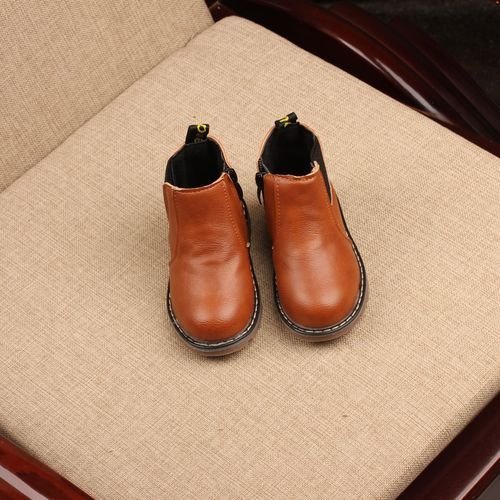 Children's Retro Martin Boots For Boys And Girls Short Leather Single Boot Brown
