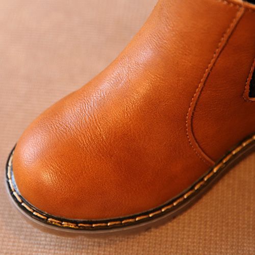 Children's Retro Martin Boots For Boys And Girls Short Leather Single Boot Brown