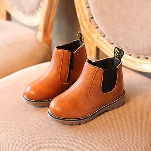 Children's Retro Martin Boots For Boys And Girls Short Leather Single Boot Brown