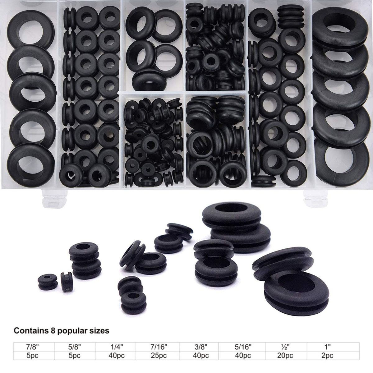 180Pcs Rubber Grommets Sealing Rings Assortment Of Rubber